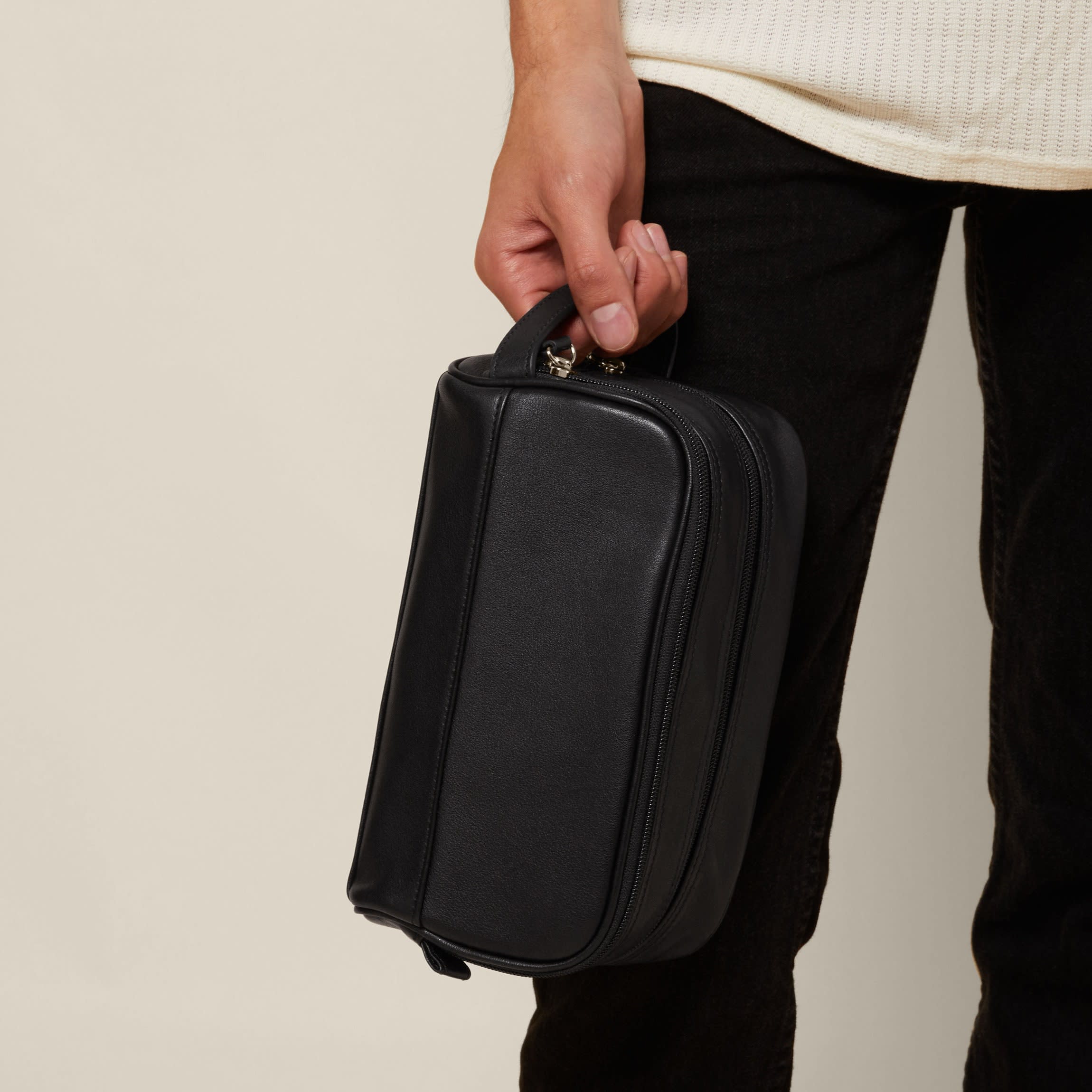 Small Double Zip Toiletry Bag Black Onyx - Image 7