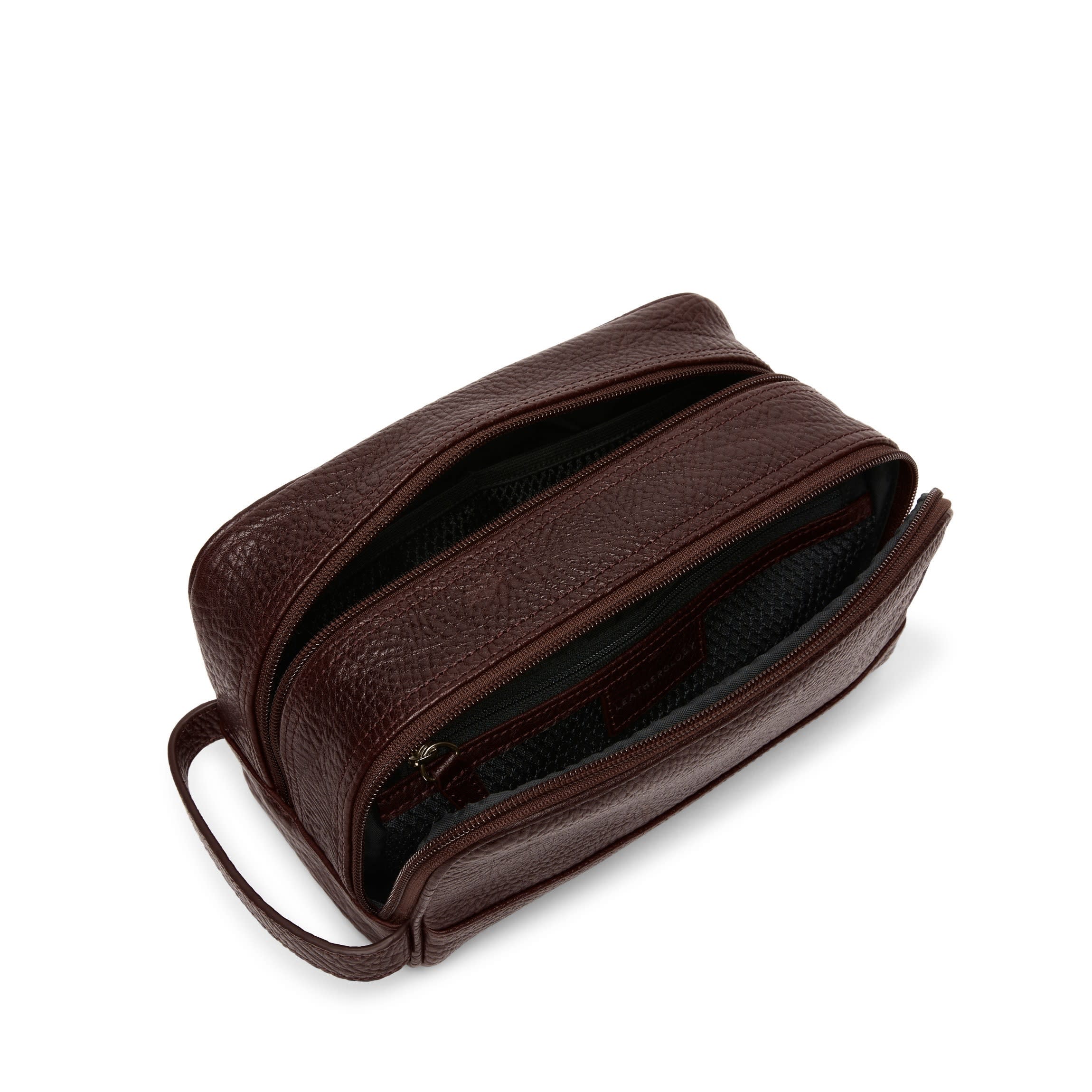 Small Double Zip Toiletry Bag Espresso - Image 5