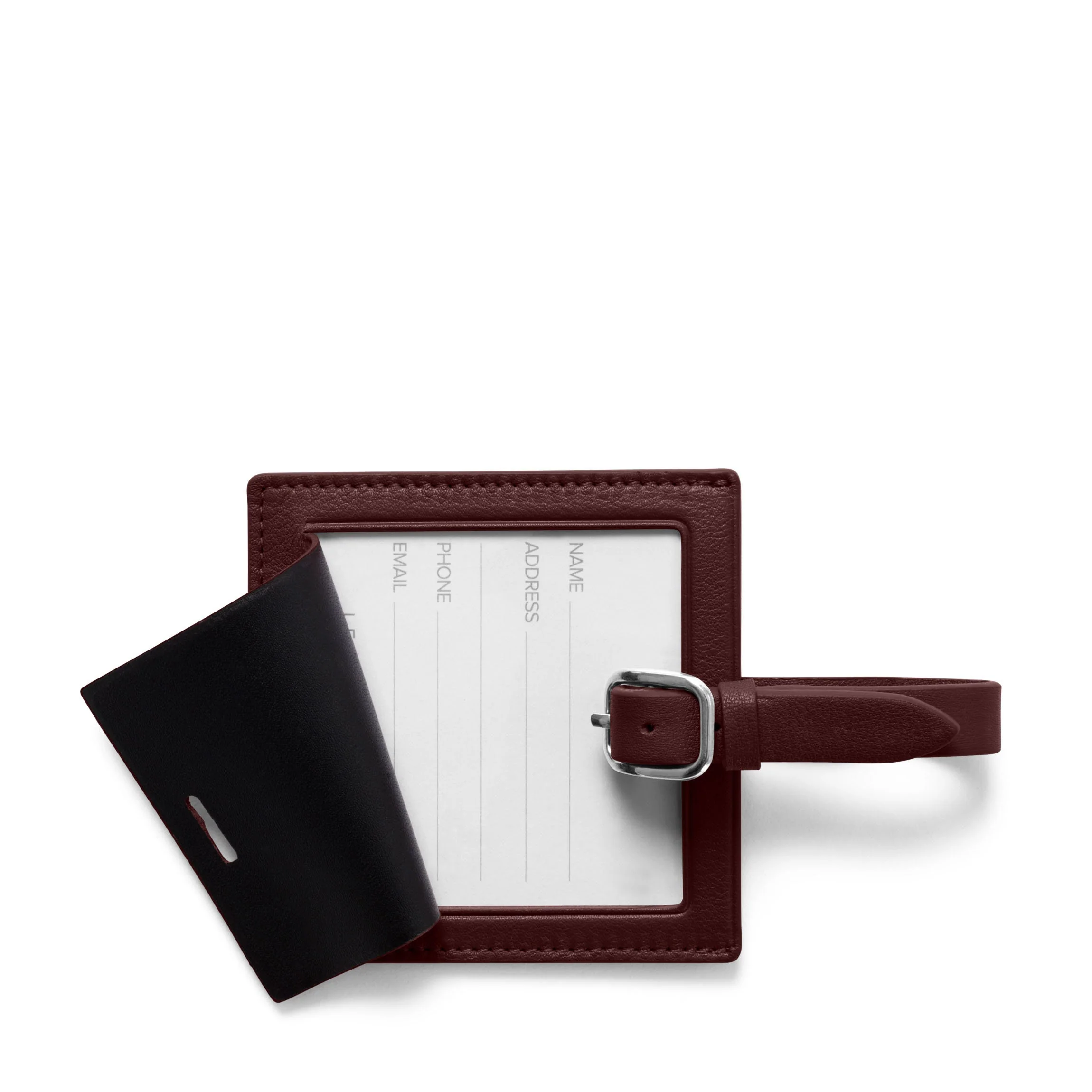 Small Square Luggage Tag Bordeaux - Image 2