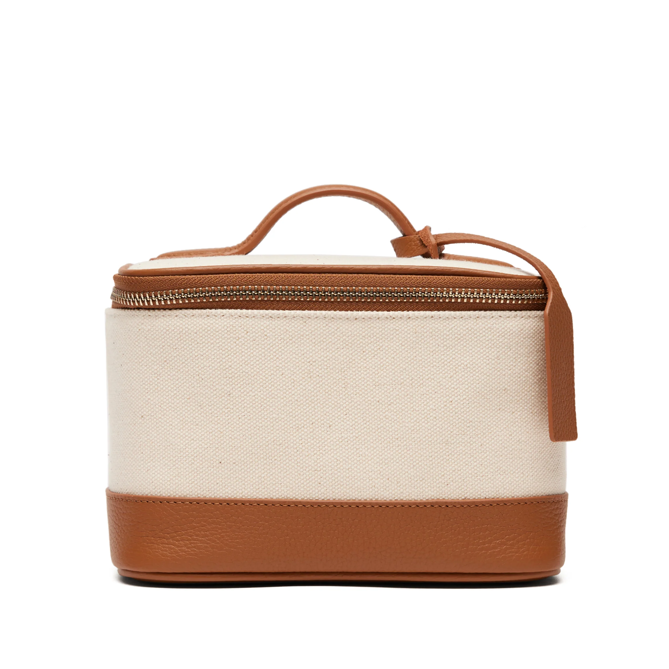Small Train Case Natural Canvas/Saddle Brown