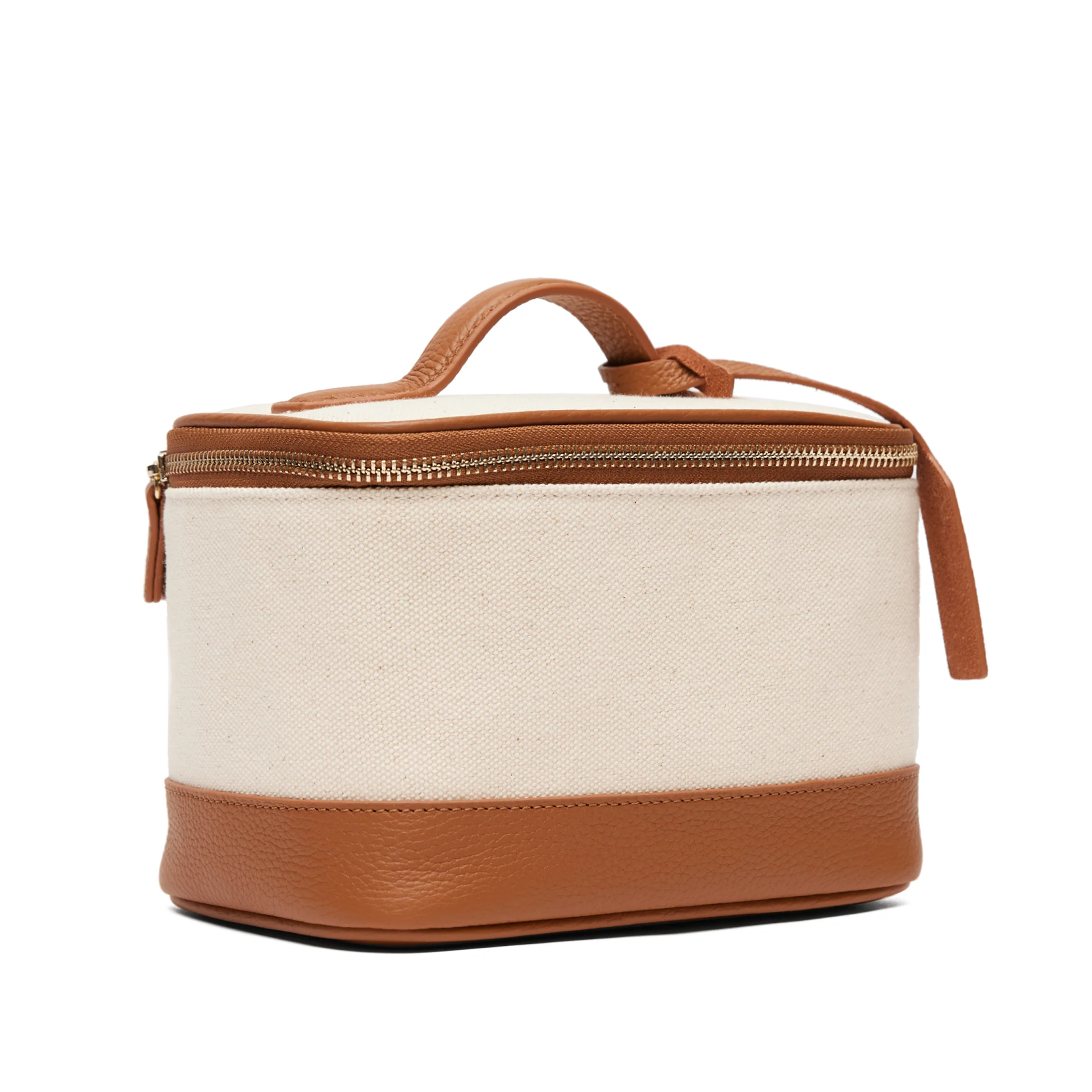 Small Train Case Natural Canvas/Saddle Brown - Image 2