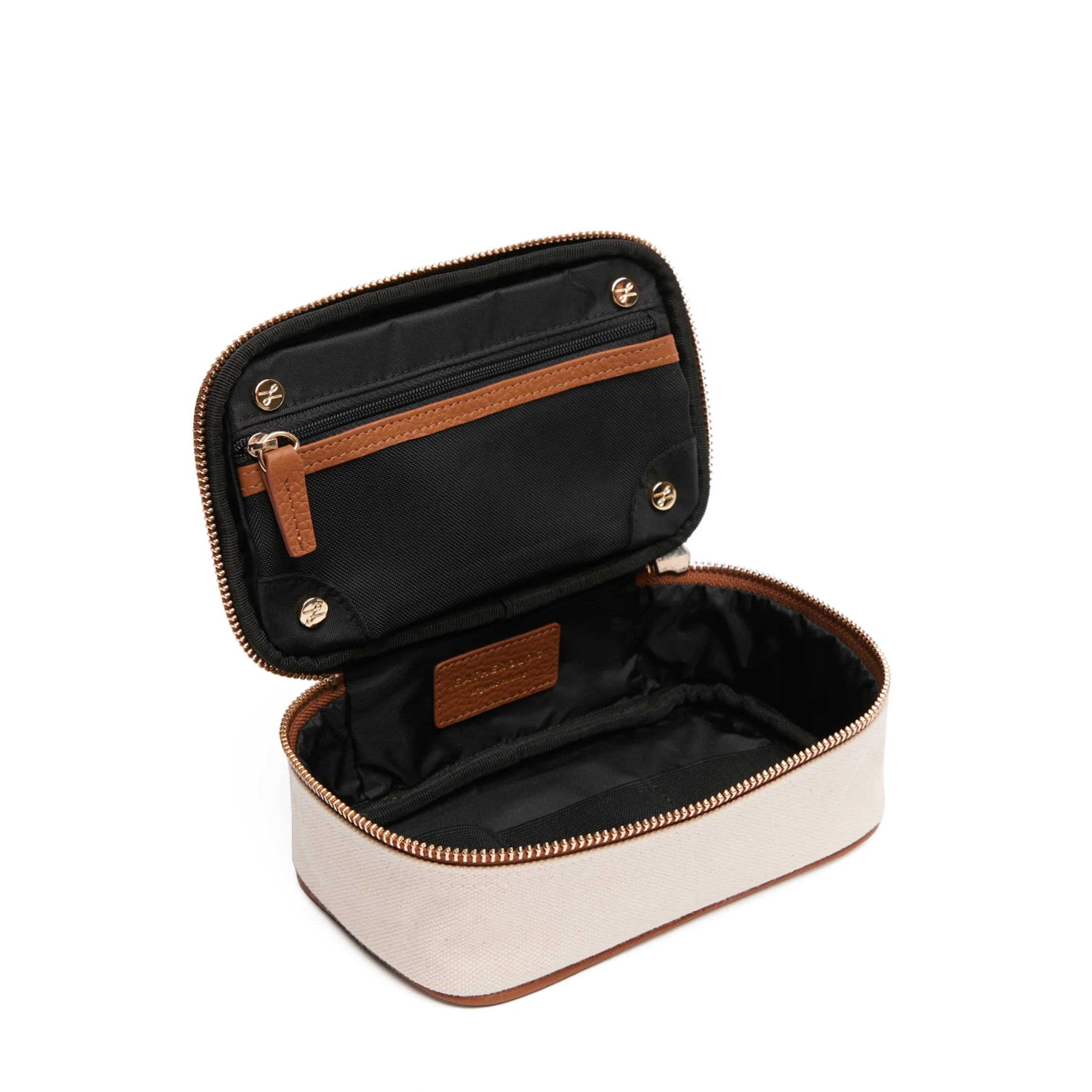 Small Travel Organizer in Canvas Natural Canvas/Saddle Brown - Image 2
