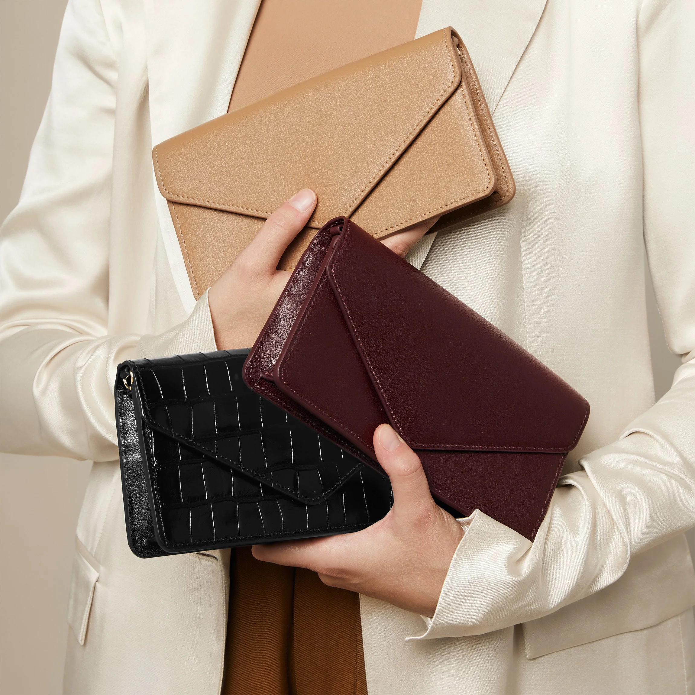 Small Willow Wallet on a Chain Black Croc - Image 10