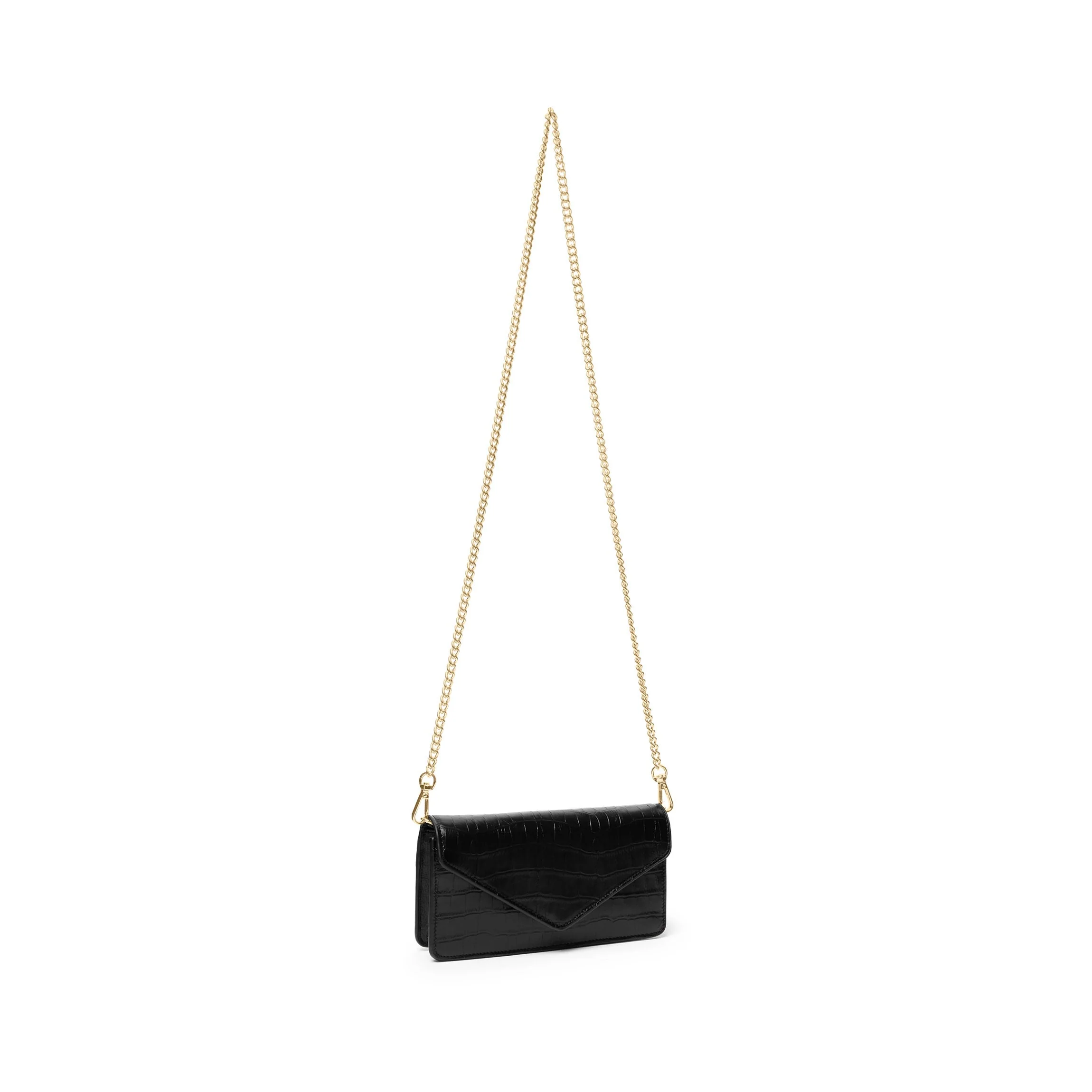 Small Willow Wallet on a Chain Black Croc - Image 6