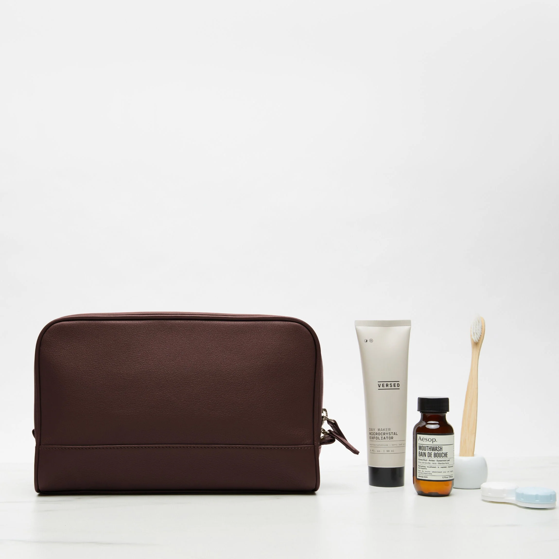 Top Zip Toiletry Bag Brown - Image 2