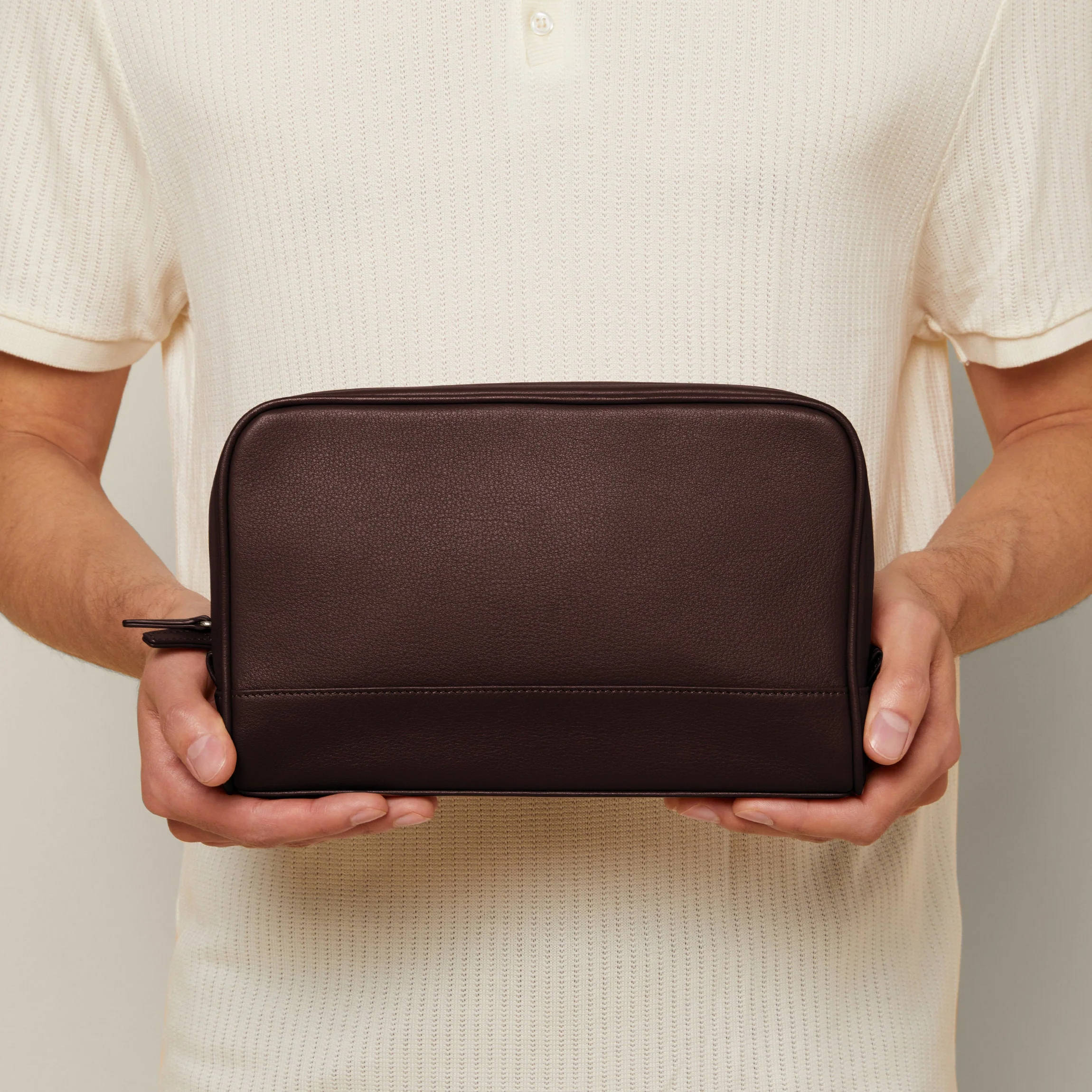 Top Zip Toiletry Bag Brown - Image 4