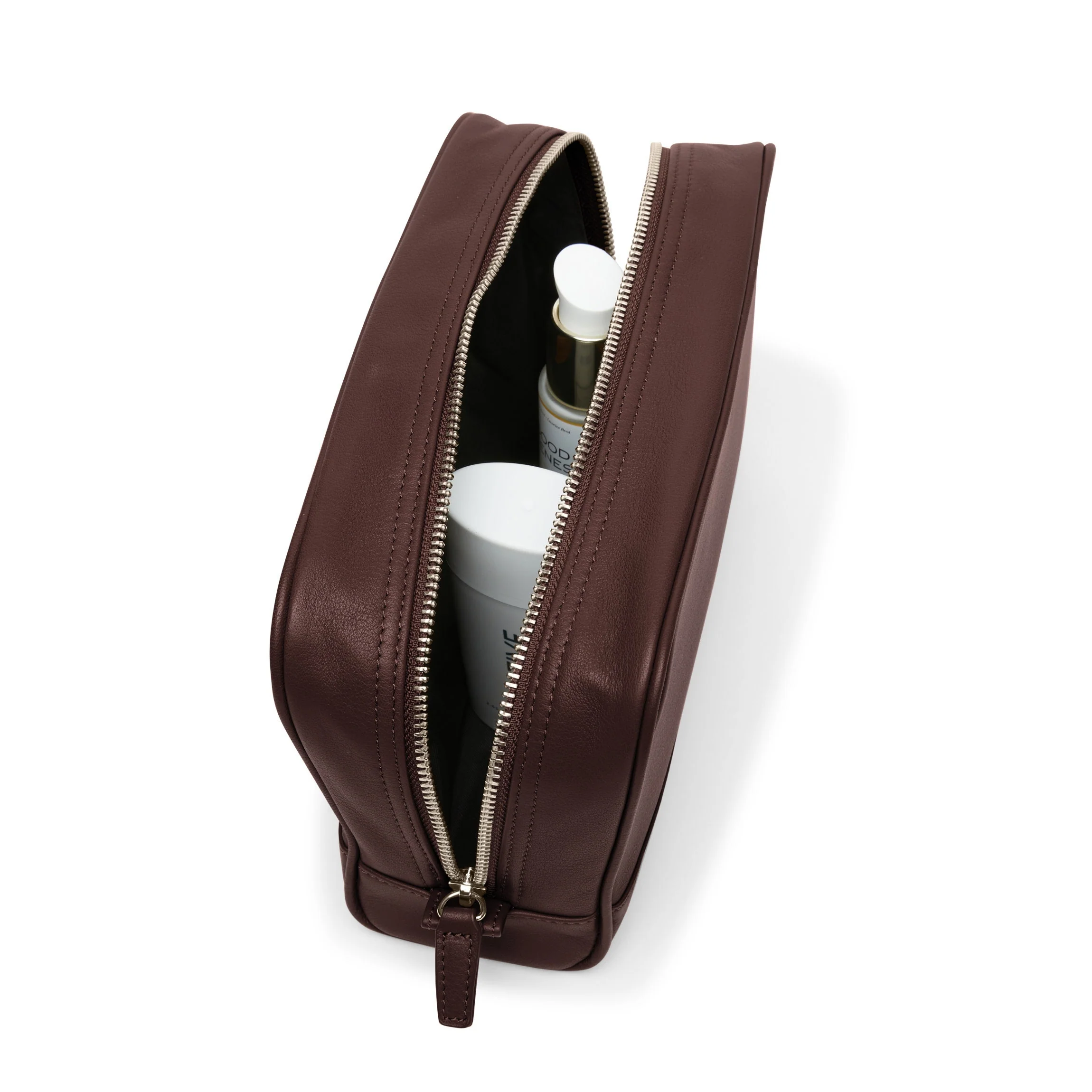 Top Zip Toiletry Bag Brown - Image 5