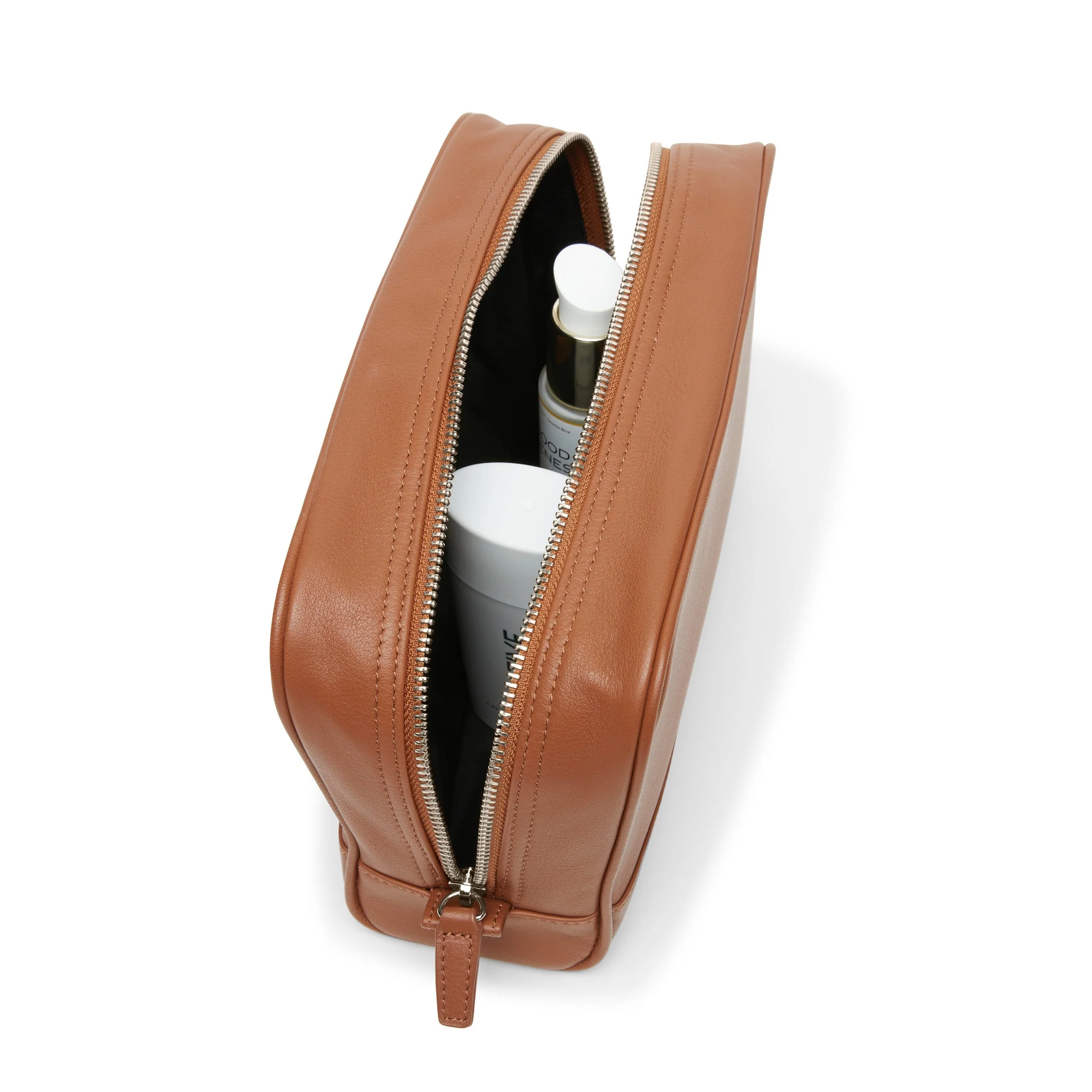 Top Zip Toiletry Bag Cognac - Image 5