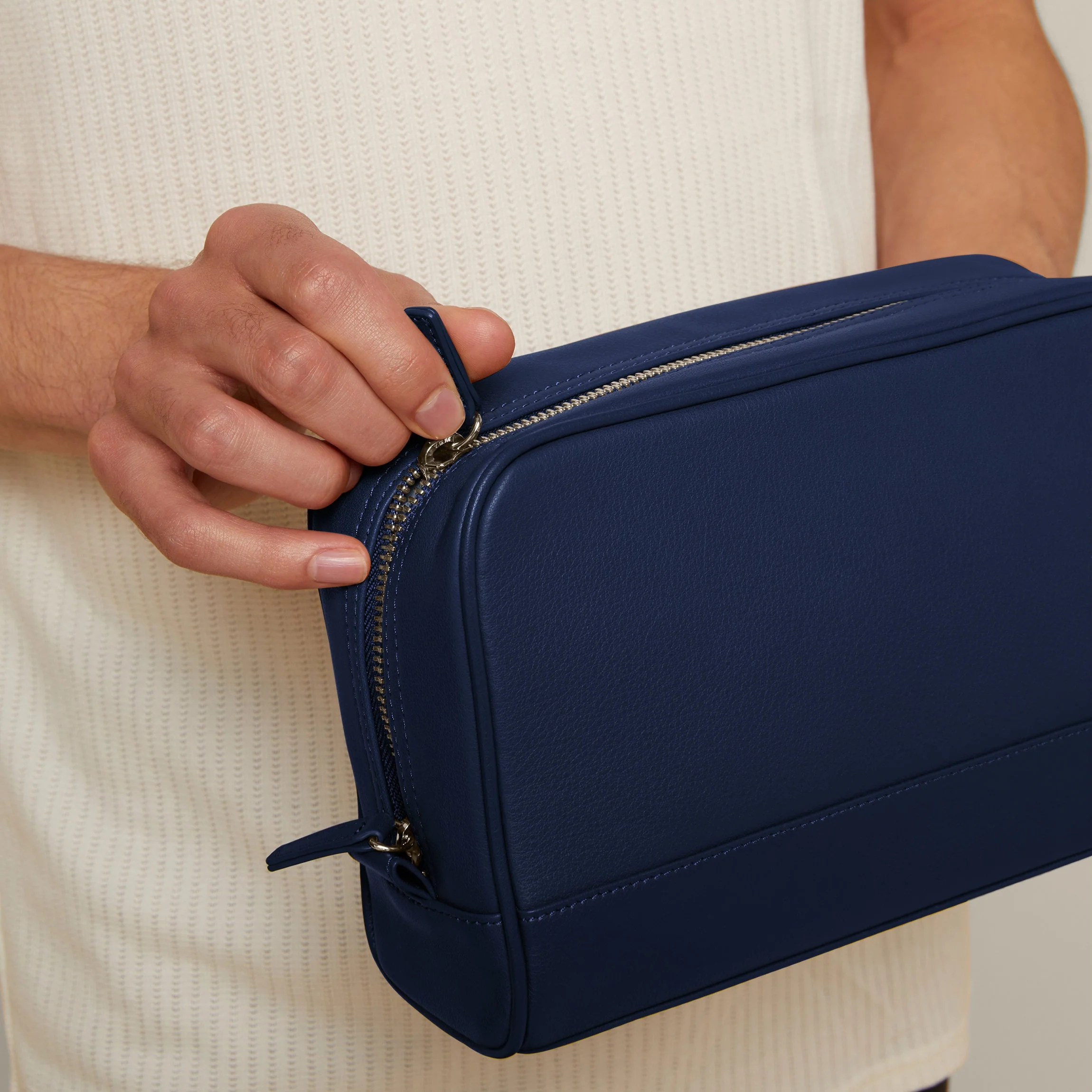 Top Zip Toiletry Bag Navy Blue - Image 3