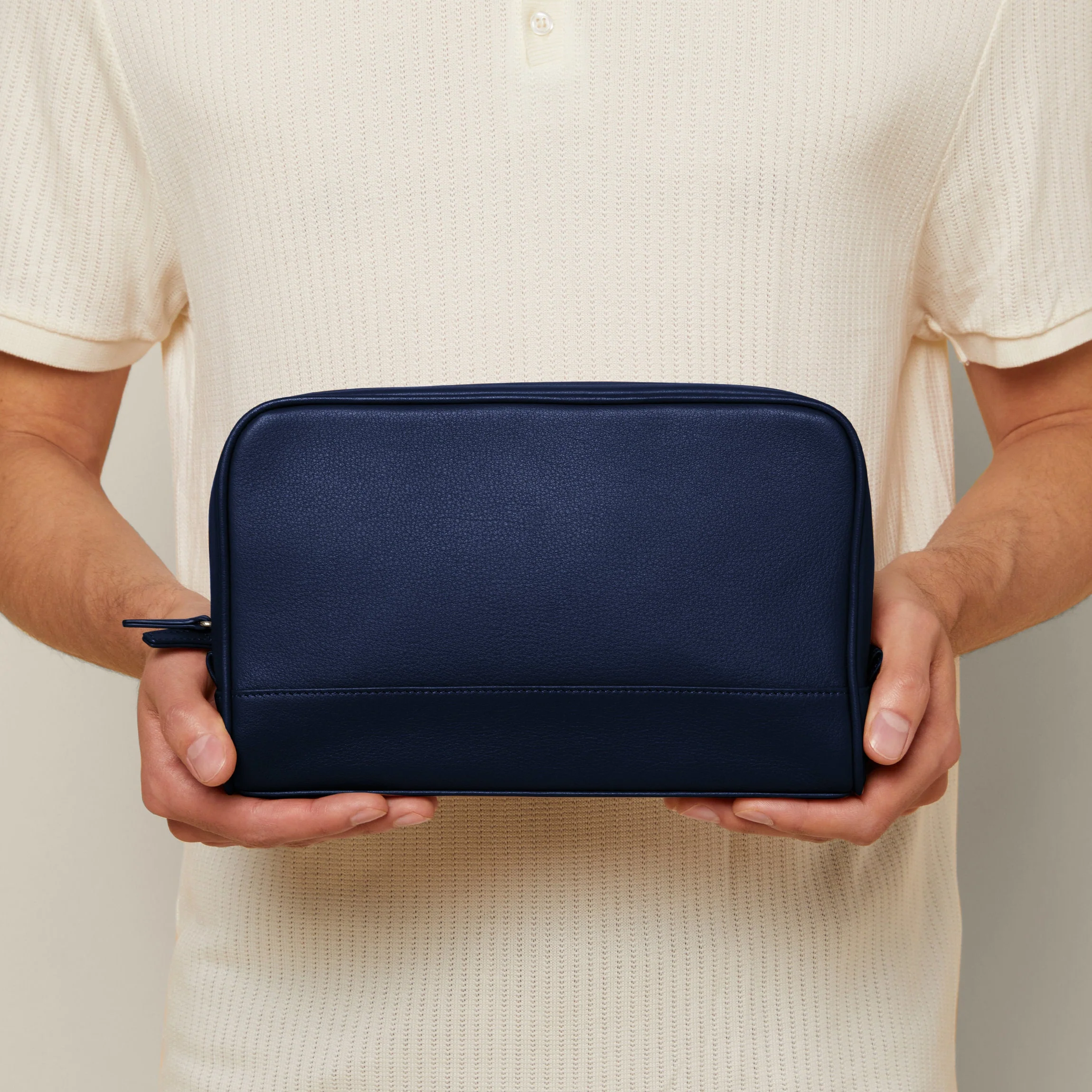 Top Zip Toiletry Bag Navy Blue - Image 4