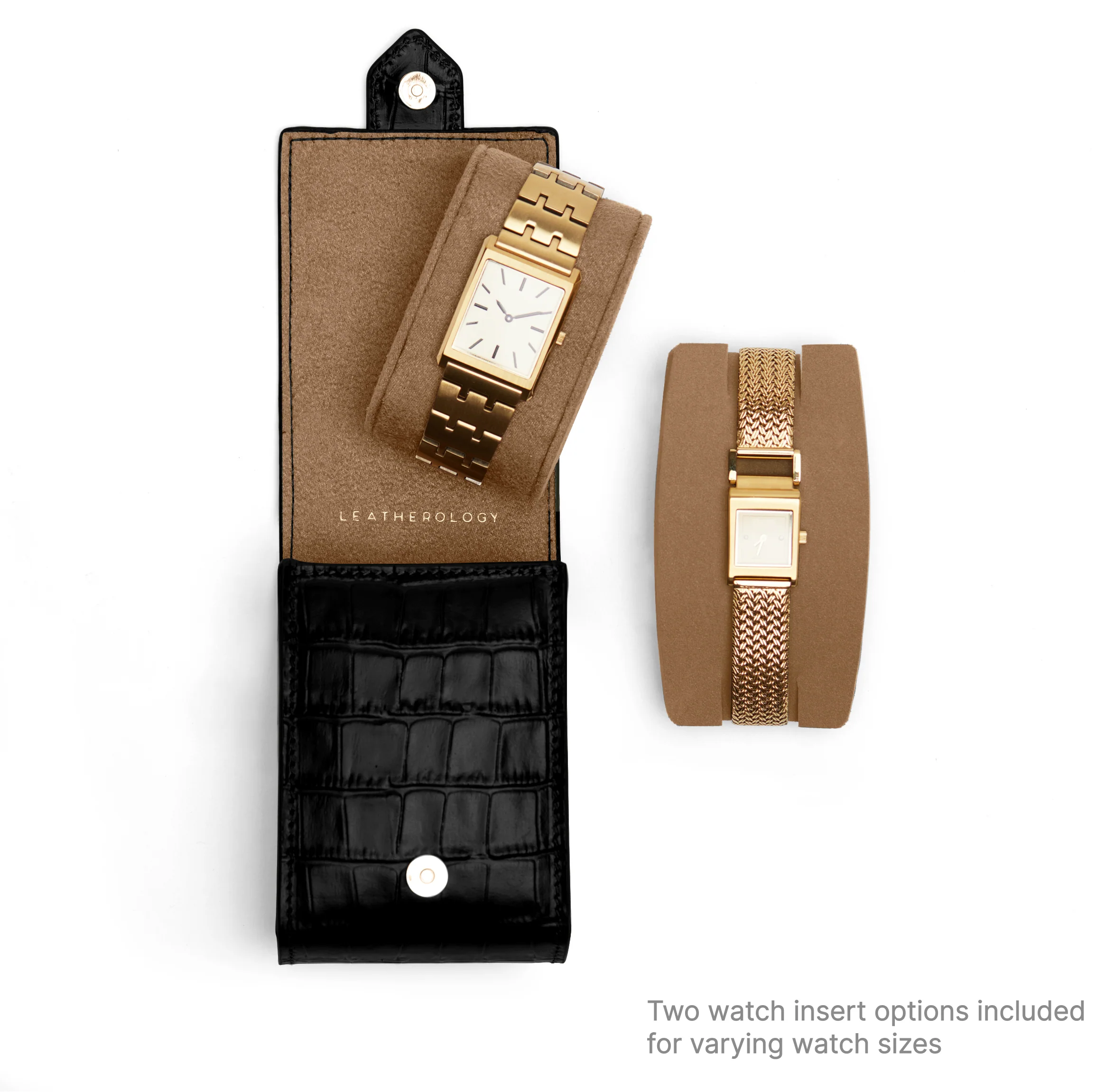 Travel Single Watch Pouch Black Croc - Image 3