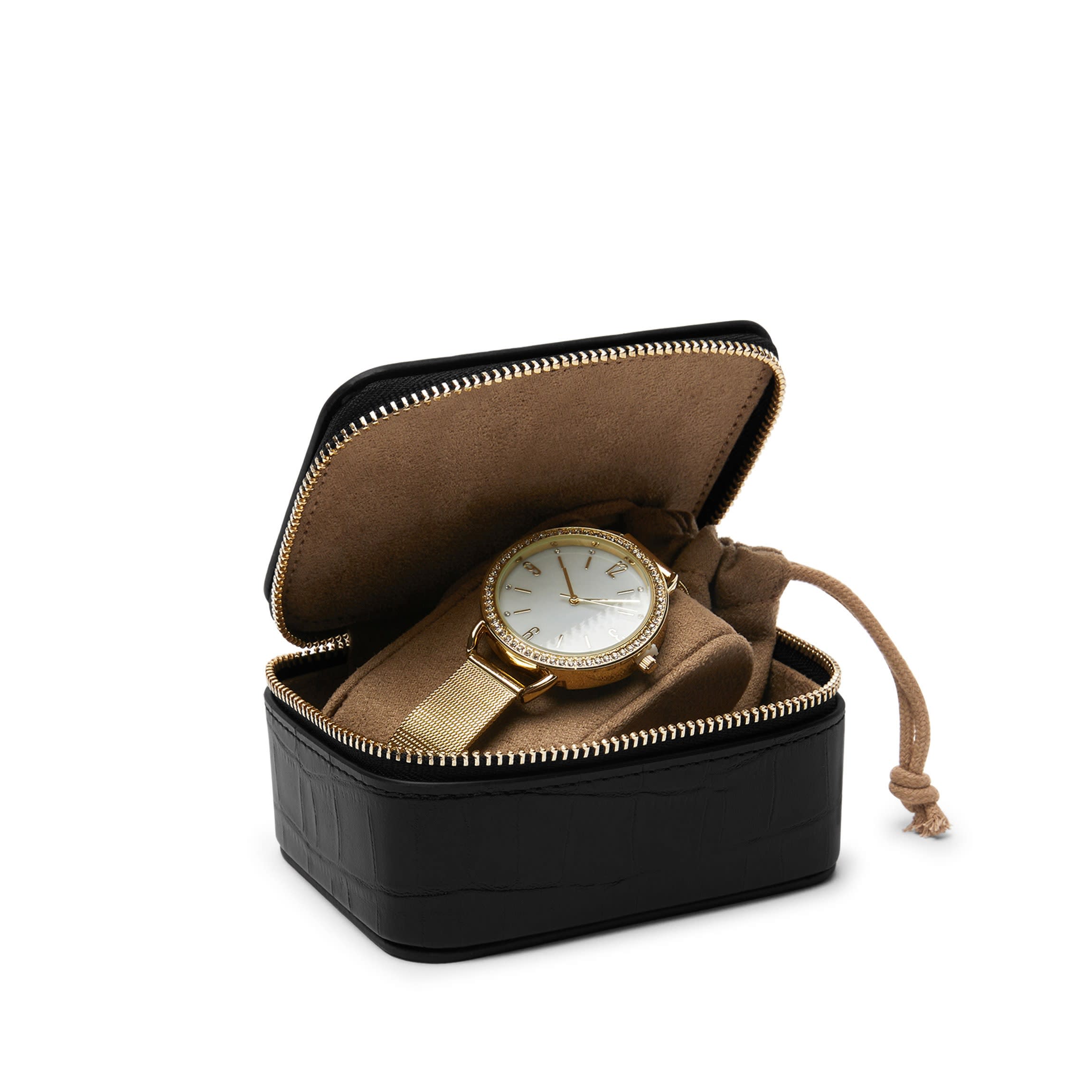 Travel Watch Box Black Croc