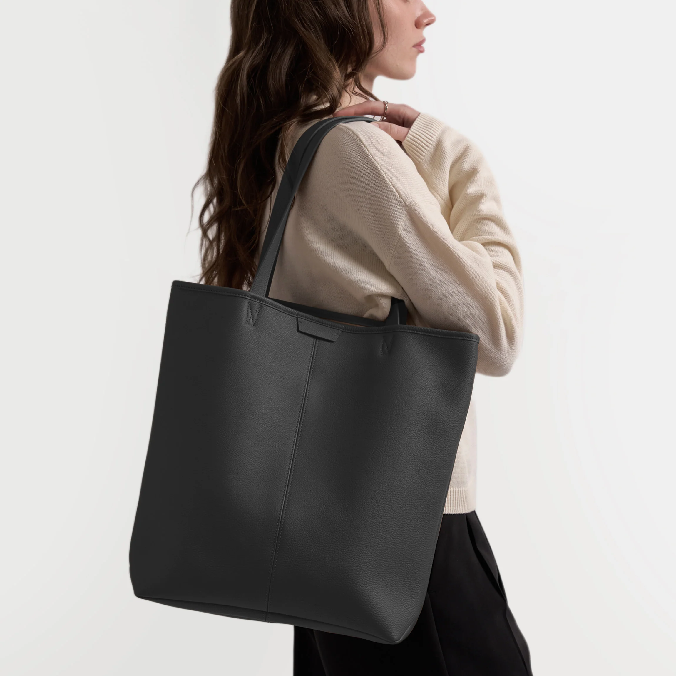 Uptown Vertical Tote Black Pebble - Image 2