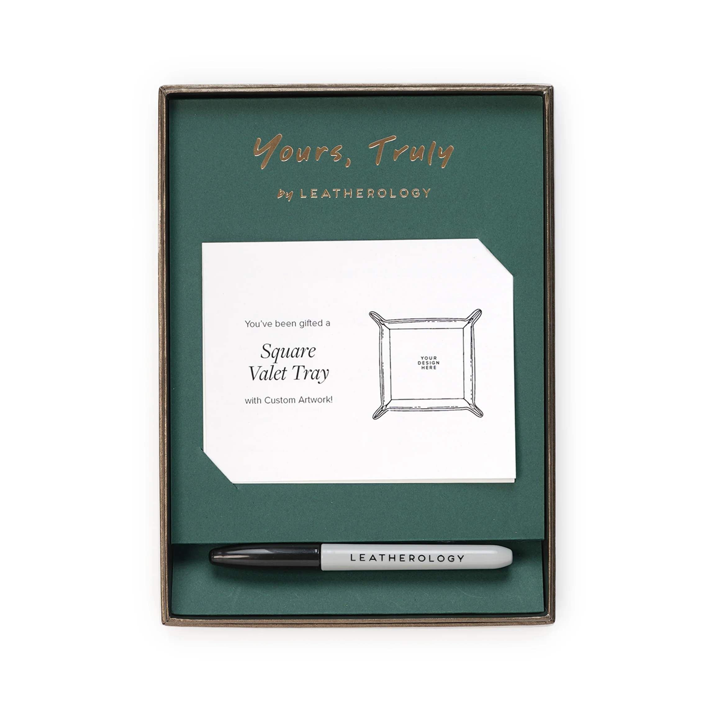 Yours, Truly Square Valet Tray Gift Set Leather - Image 4