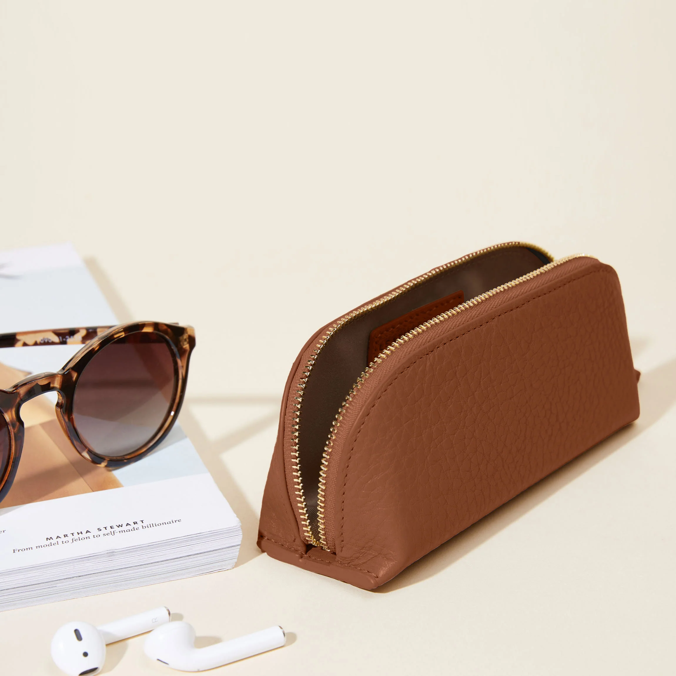 Zip Sunglass Case Saddle Brown - Image 2